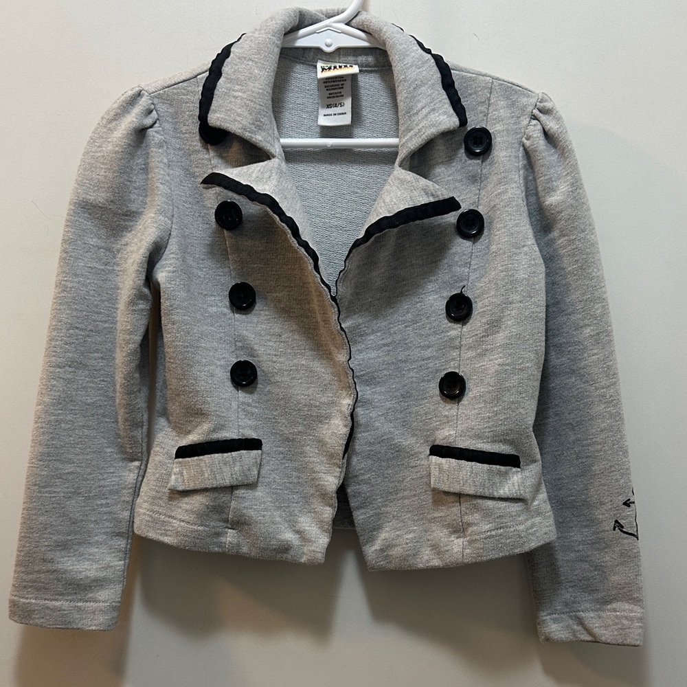 Harajuku Mini Kids Gray Blazer ⚓️ with Black Accents Size 4/5